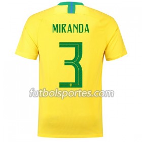 Camisetas Brasil Miranda 3 Primera Equipacion Mundial 2018
